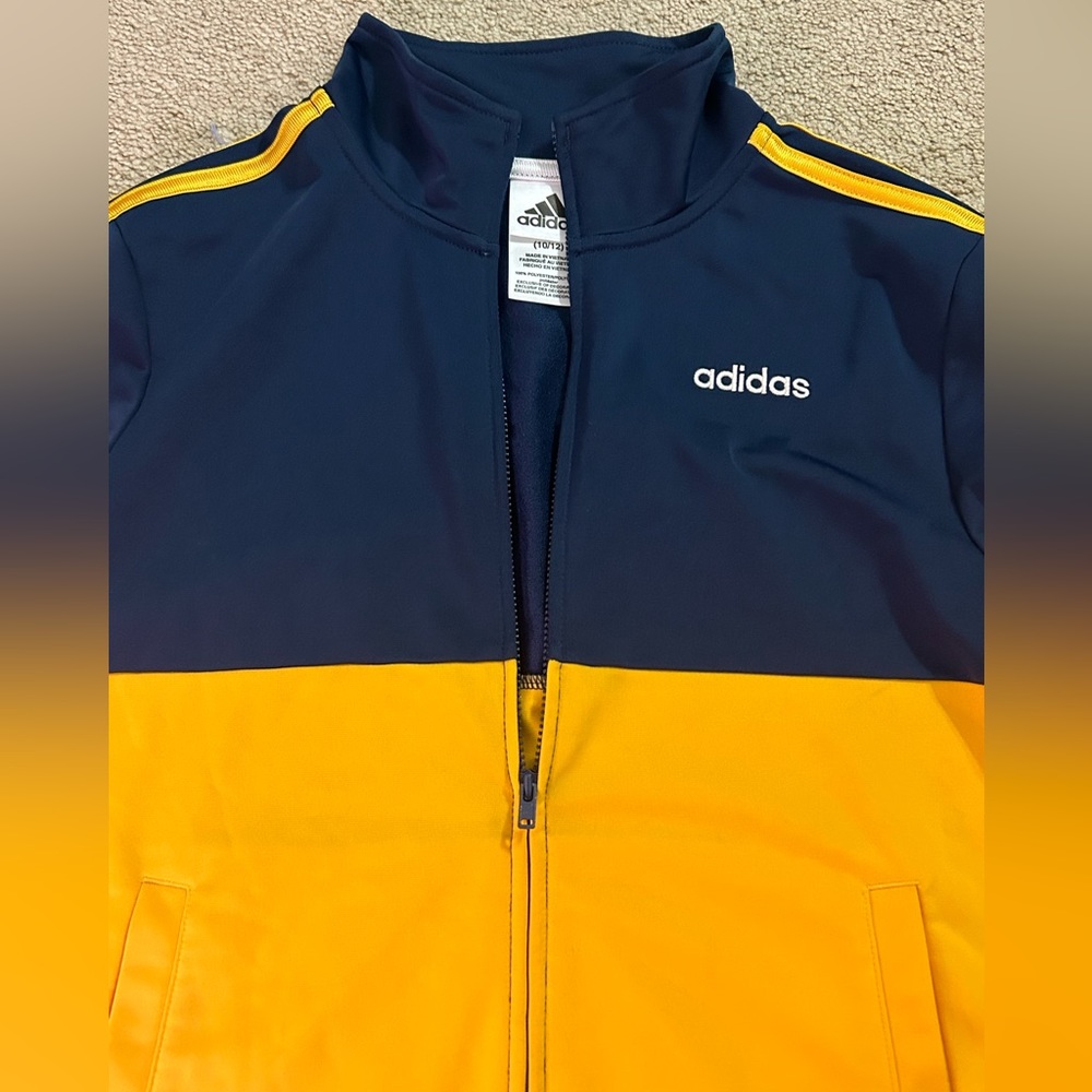 Adidas Jacket. Boys size 12/tall. Blue and yellow.